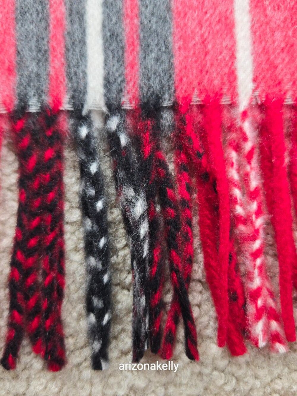 NWT Talbots Cashmere Scarf Red, White, and Black Plaid - Picture 3 of 9